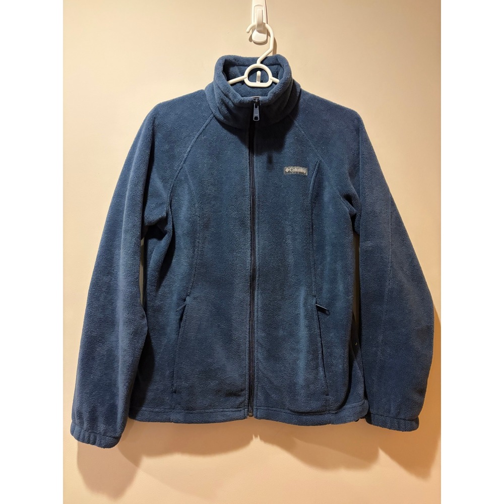 Columbia Womens Blue Full Zip Medium Fleece Jacket Coat Pockets Outdoors Warm